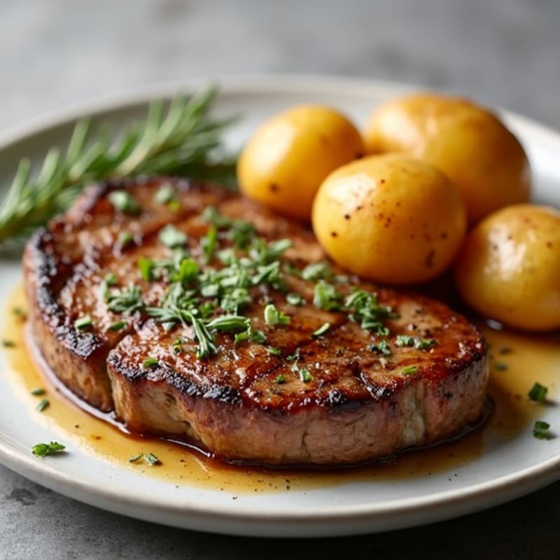 Herb-Garlic Butter Seared Steak with Roasted Baby Potatoes