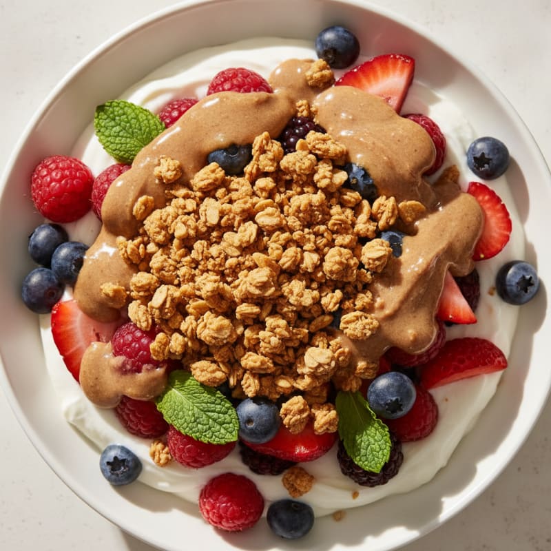 Creamy Greek Yogurt Parfait with Mixed Berries and Almond Butter