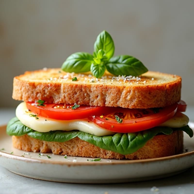 Grilled Mozzarella, Tomato, and Basil Sandwich