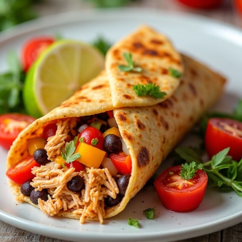 Zesty Shredded Chicken and Black Bean Tortilla Bake