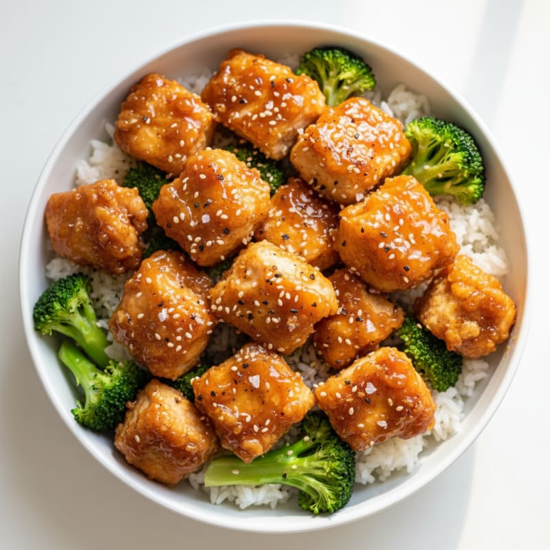 Crispy Honey-Garlic Chicken Bowls