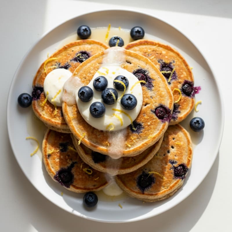 Blueberry Ricotta Pancakes with Lemon Zest