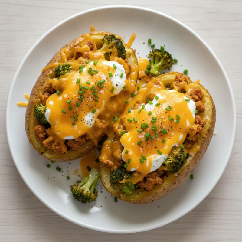 Loaded Baked Potatoes with Broccoli and Cheddar