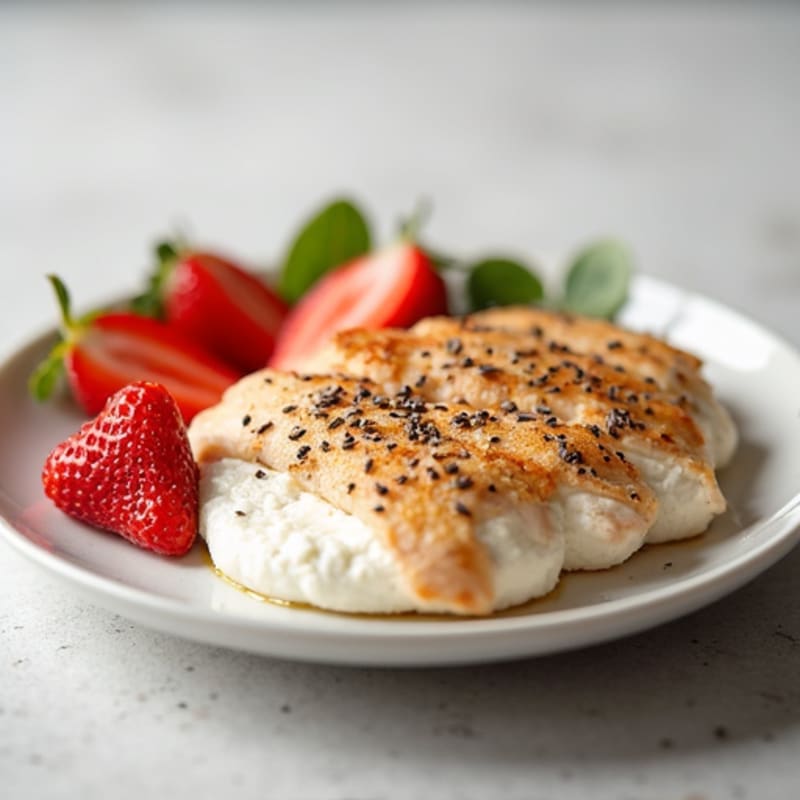 Low-Fat Cottage Cheese with Sliced Chicken Breast
