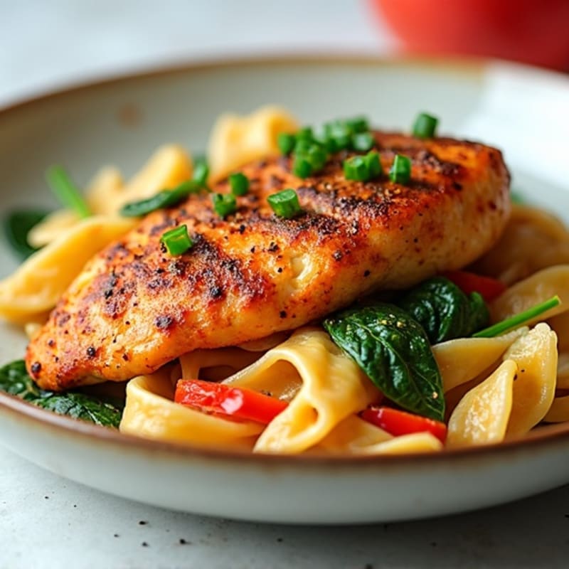Healthy Spicy Paprika Chicken with Creamy Pasta