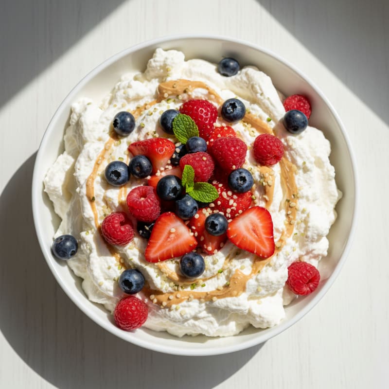 Greek Yogurt Protein Mousse with Mixed Berries