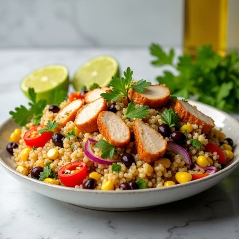 Fresh Quinoa and Black Bean Salad with Zesty Lime and Grilled Chicken
