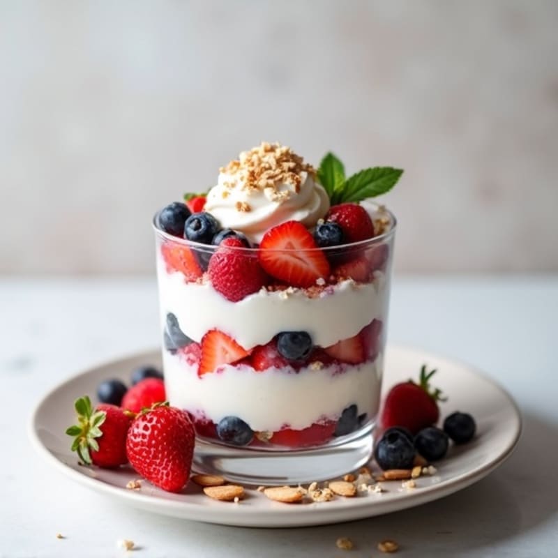 Greek Yogurt Protein Parfait with Mixed Berries and Almonds
