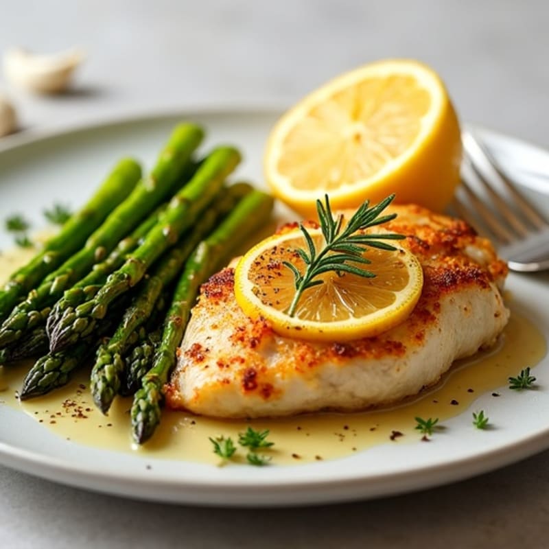 Crispy Lemon Herb Chicken with Roasted Asparagus