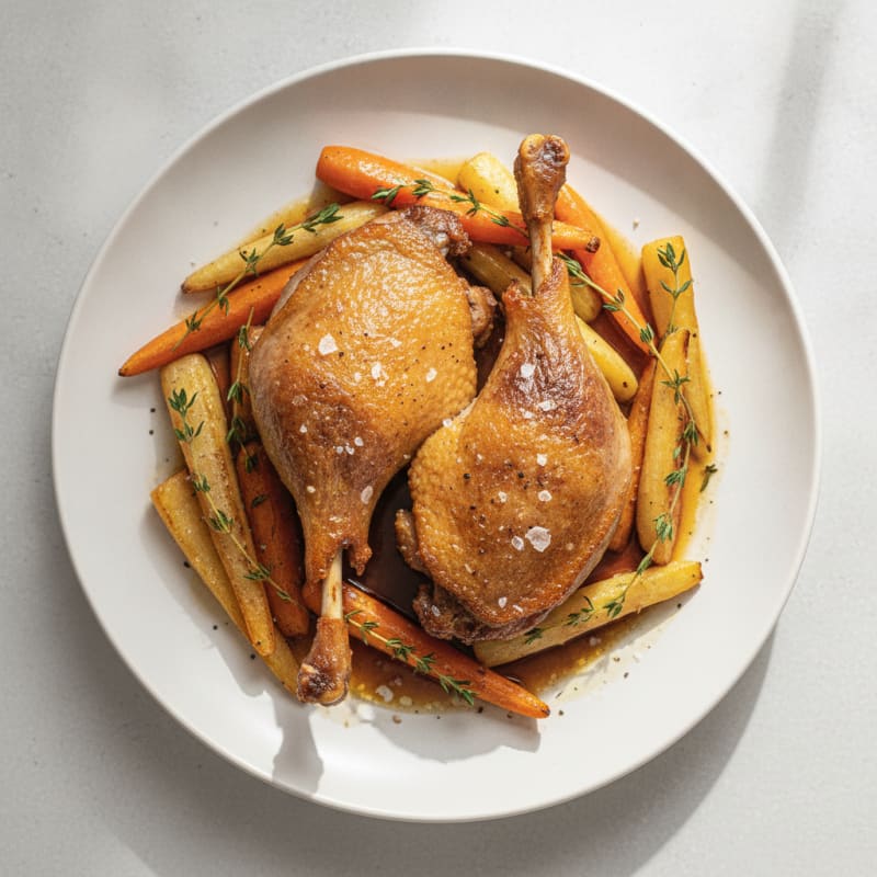 Duck Confit with Roasted Root Vegetables