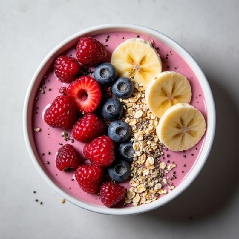 Silky Tofu Protein Smoothie Bowl with Chia and Berries