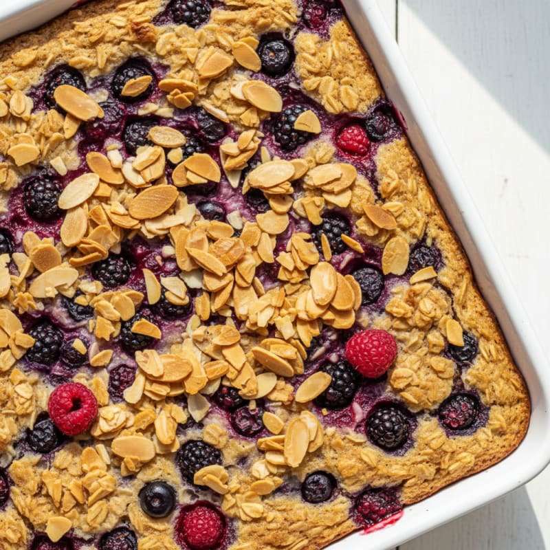 Baked Berry Oatmeal with Toasted Almonds