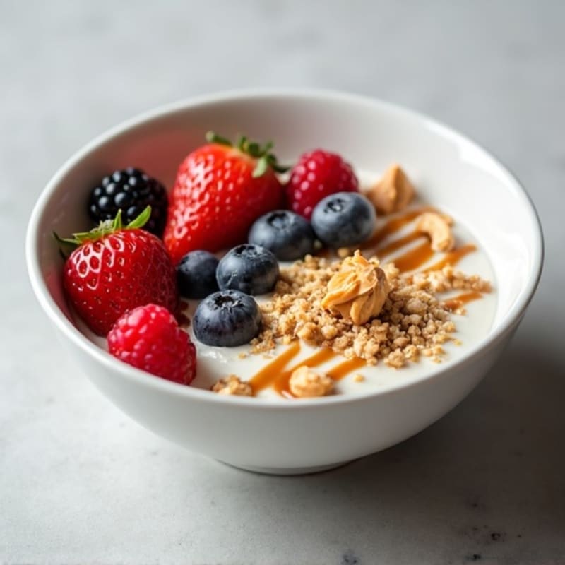 Greek Yogurt Protein Bowl with Mixed Berries and Almond Butter