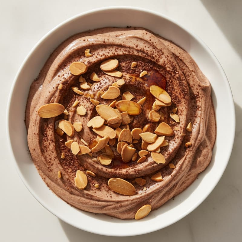 Silky Greek Yogurt with Cocoa and Toasted Almonds