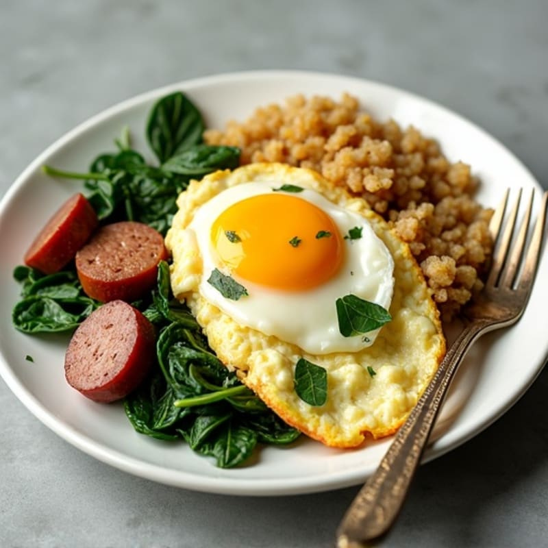 Egg White Scramble with Turkey Sausage and Spinach