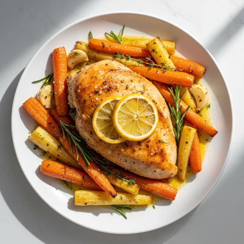 Lemon Herb Roasted Chicken with Root Vegetables