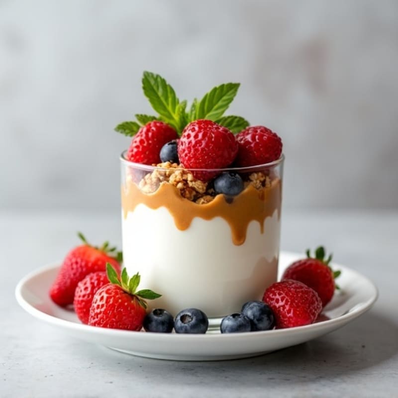 Greek Yogurt Parfait with Mixed Berries and Almond Butter