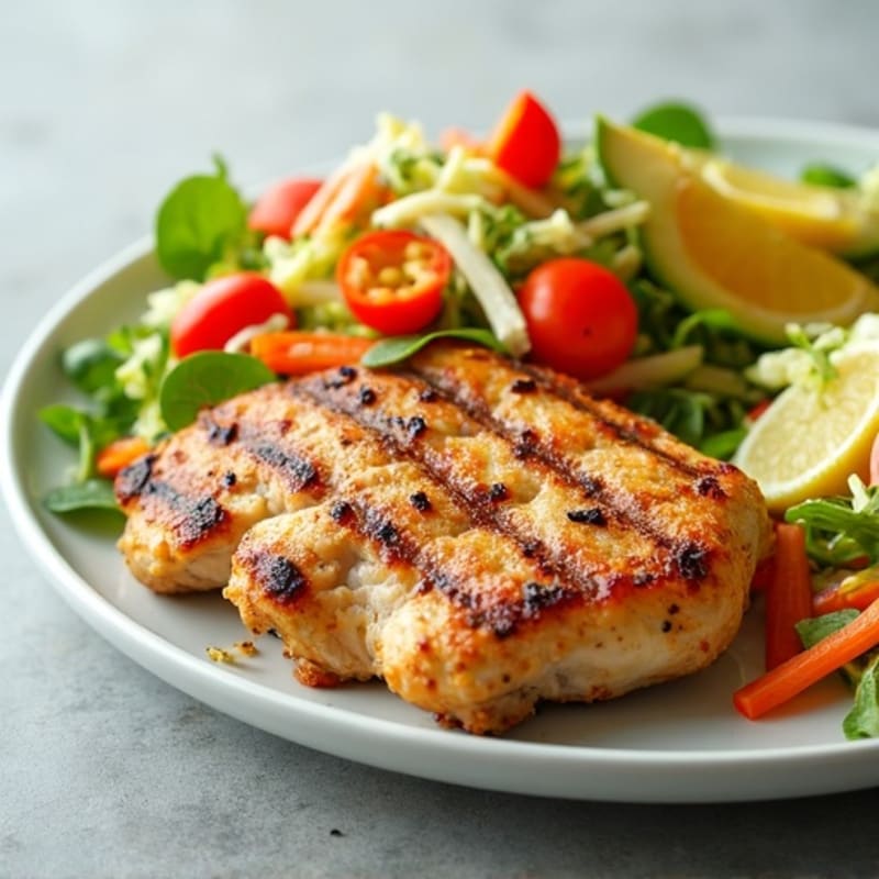 Grilled Chicken Breast with Crunchy Cabbage Slaw