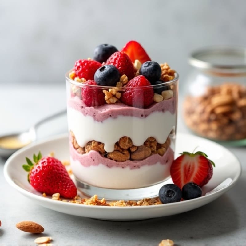 Creamy Greek Yogurt Protein Parfait with Berries and Almonds