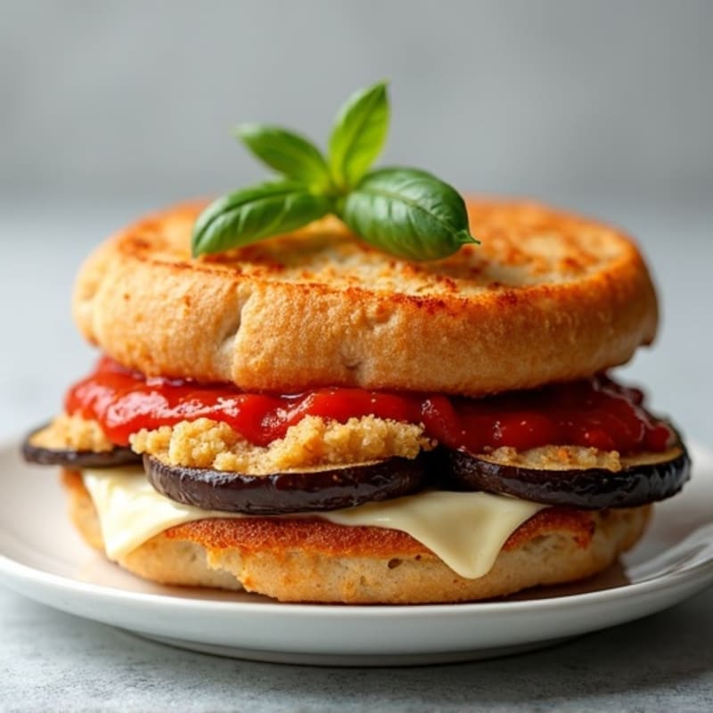 Healthy Crispy Eggplant Parmesan Sandwich