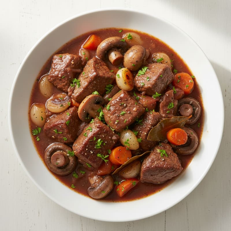 Classic Beef Bourguignon with Mushrooms
