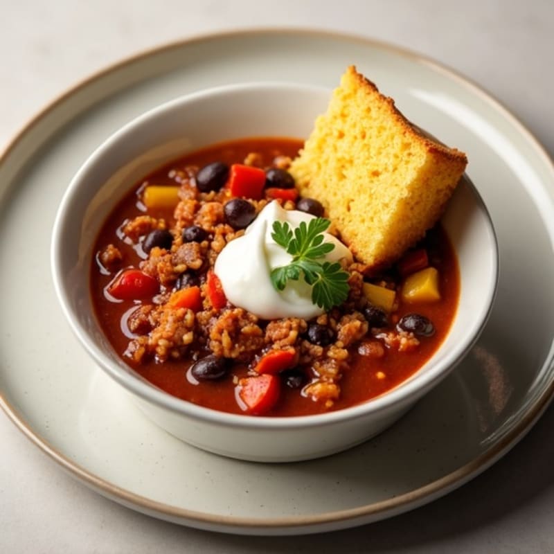 Hearty Turkey Chili with Fluffy Cornbread
