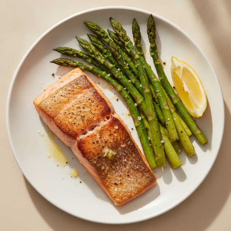 Pan-Seared Salmon with Roasted Asparagus