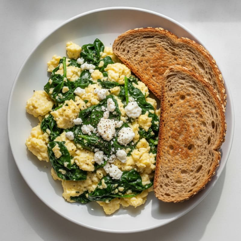 Hearty Scrambled Eggs with Spinach