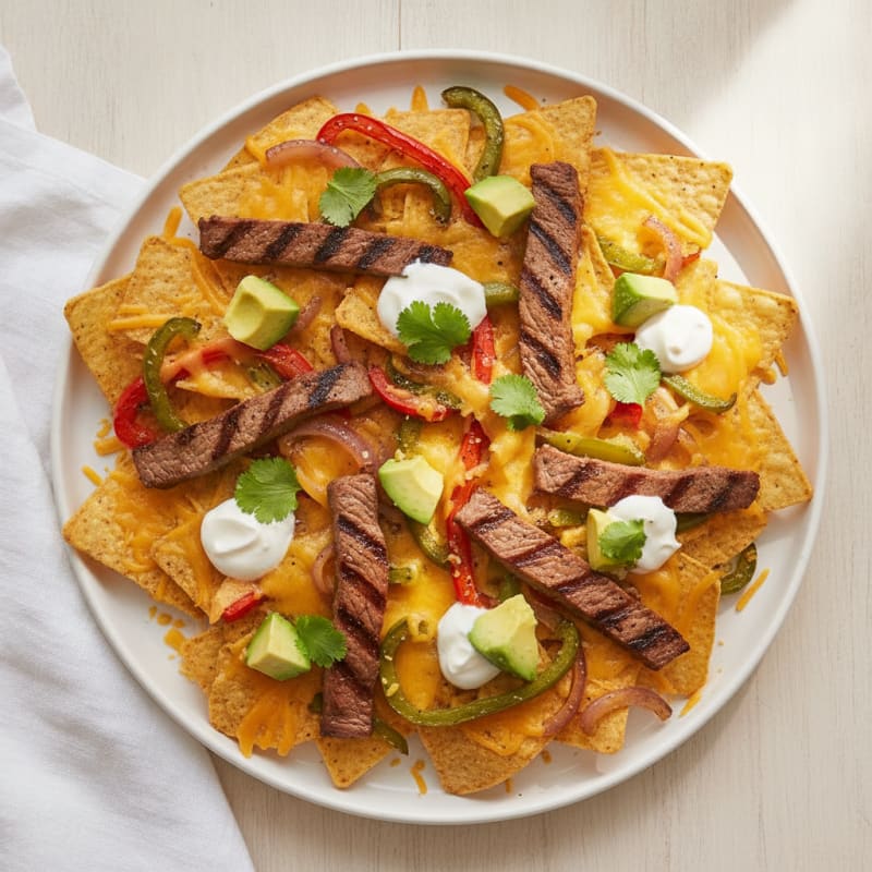 Sheet Pan Steak Fajita Nachos