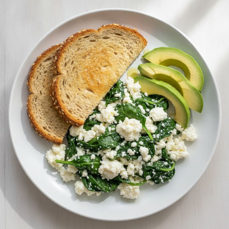 Egg White and Cottage Cheese Scramble with Spinach