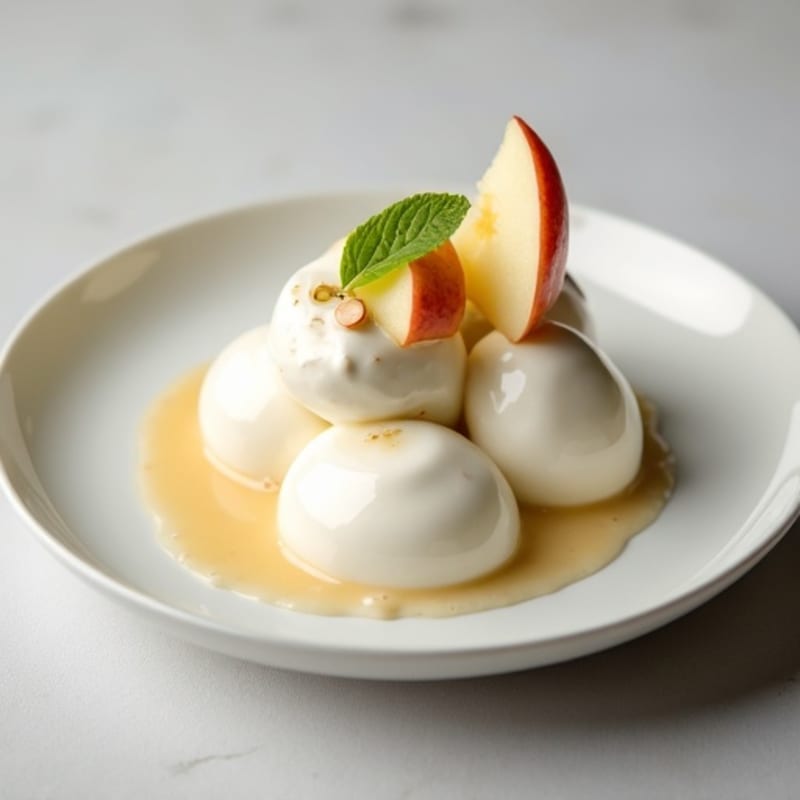 Creamy Banana Protein Yogurt with Sliced Apples