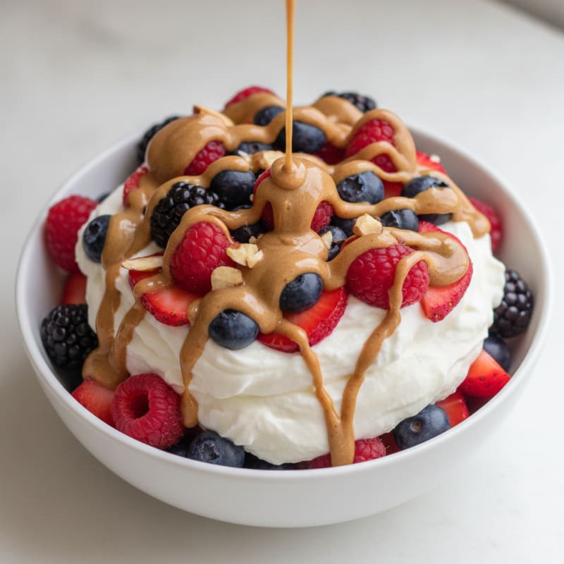 Greek Yogurt Protein Parfait with Mixed Berries and Almond Butter
