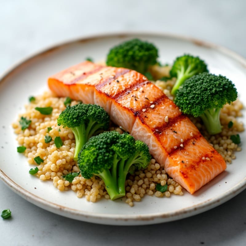 Grilled Salmon with Roasted Broccoli and Quinoa