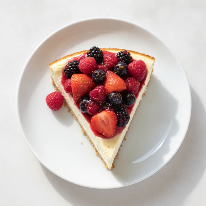 Greek Yogurt Protein Cheesecake with Mixed Berries