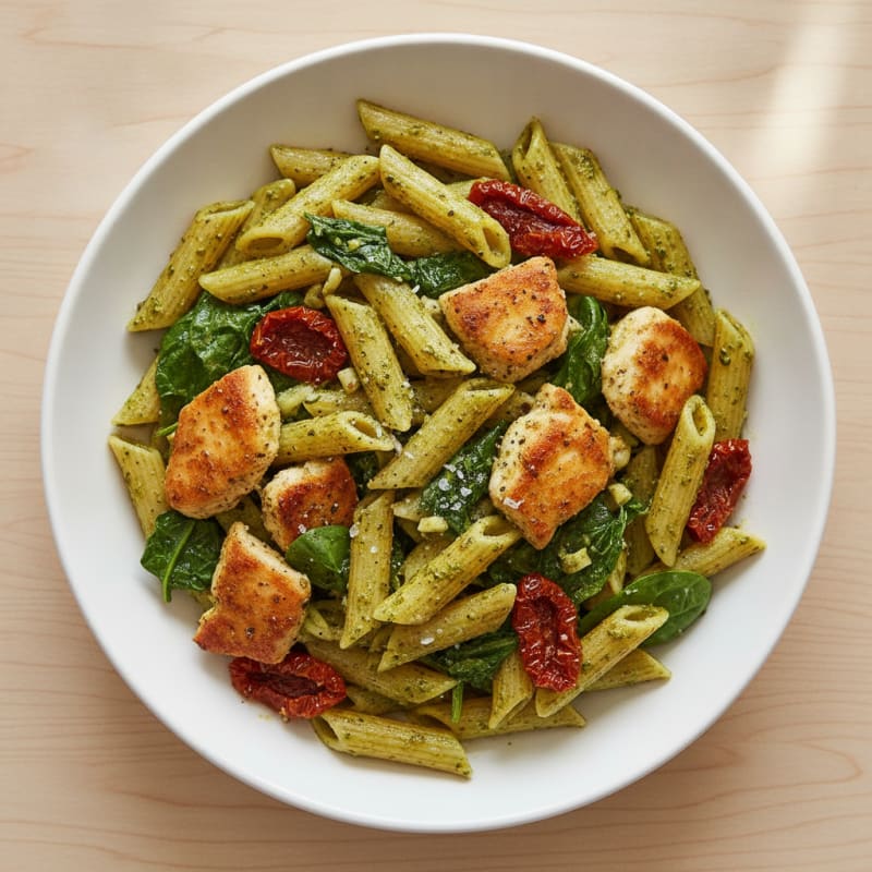 Pesto Chicken Pasta with Sun-Dried Tomatoes