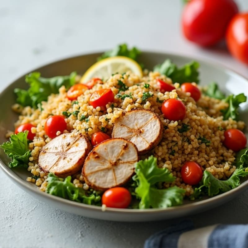 Grilled Turkey Breast Salad with Quinoa and Roasted Peppers