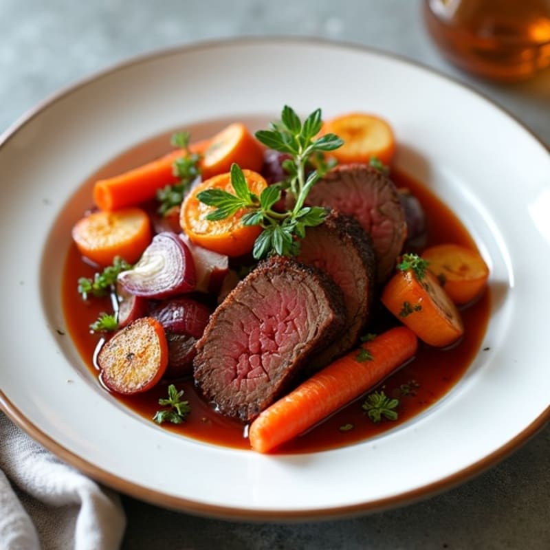 Tender Smoky Brisket with Roasted Root Vegetables