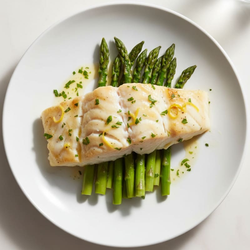 Lemon Herb Cod with Steamed Asparagus