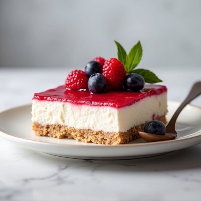 Greek Yogurt Protein Cheesecake with Mixed Berries