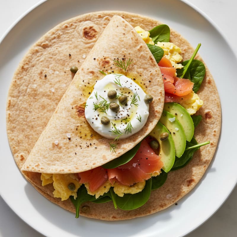 Smoked Salmon Breakfast Burrito with Avocado