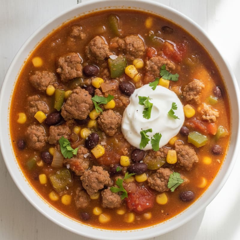 High-Protein Buffalo Meat Taco Soup