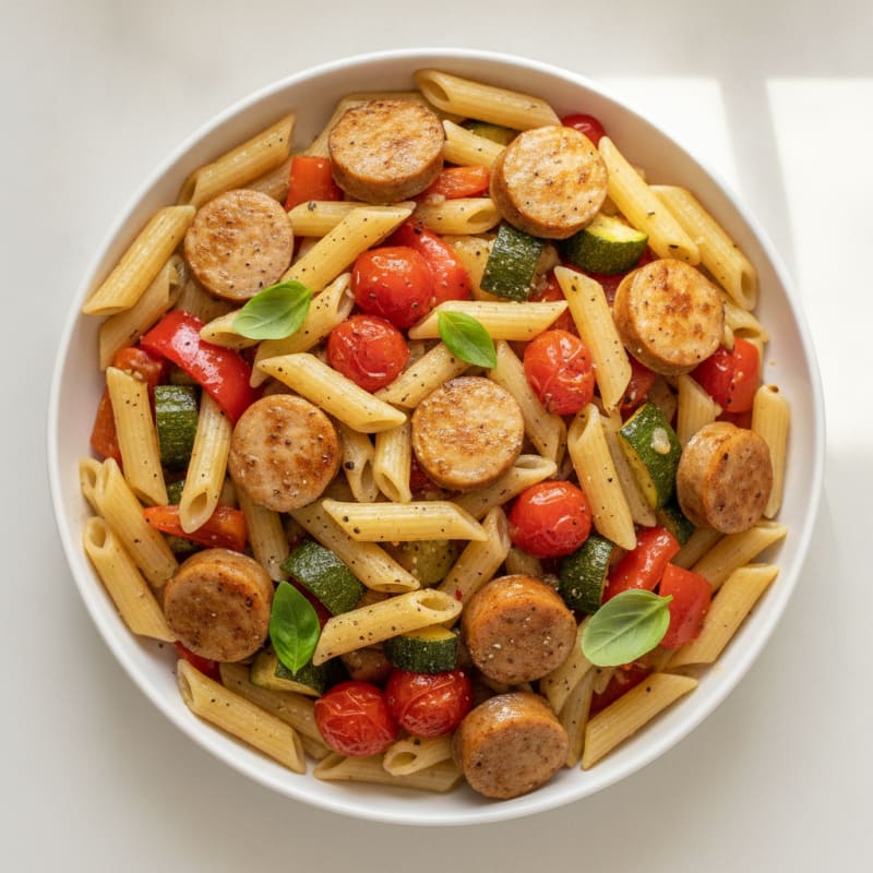 Chicken Sausage Pasta with Roasted Vegetables