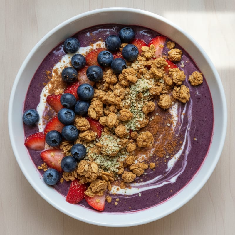 Açaí Protein Bowl with Berries and Granola