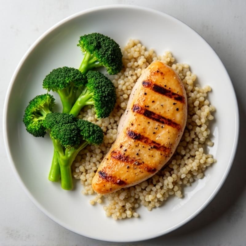 Grilled Chicken Breast with Quinoa and Steamed Broccoli