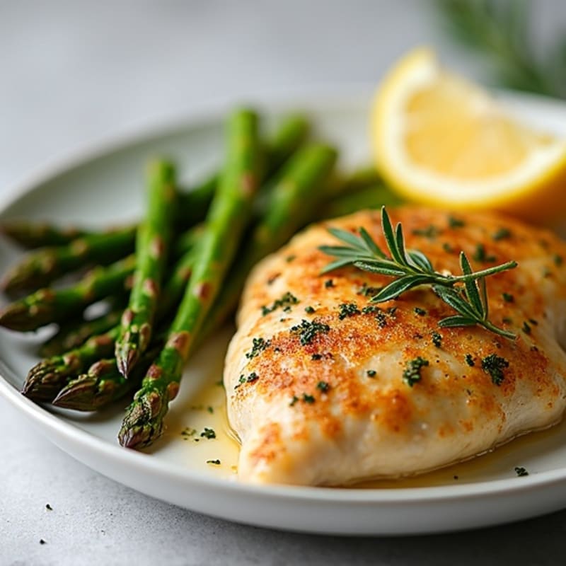Lemon-Herb Roasted Chicken with Crispy Roasted Asparagus