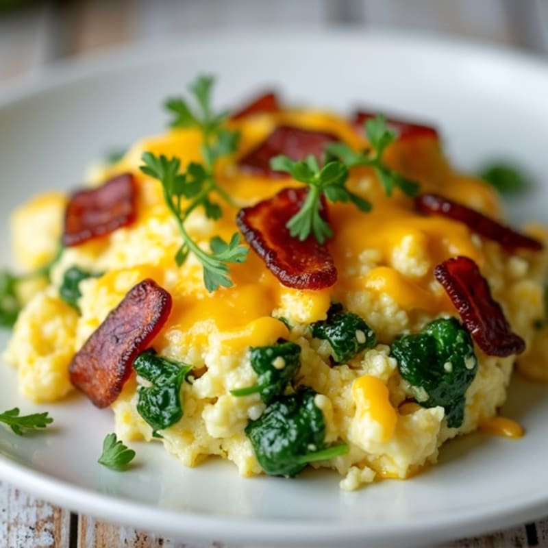 Egg White Scramble with Spinach and Turkey Bacon