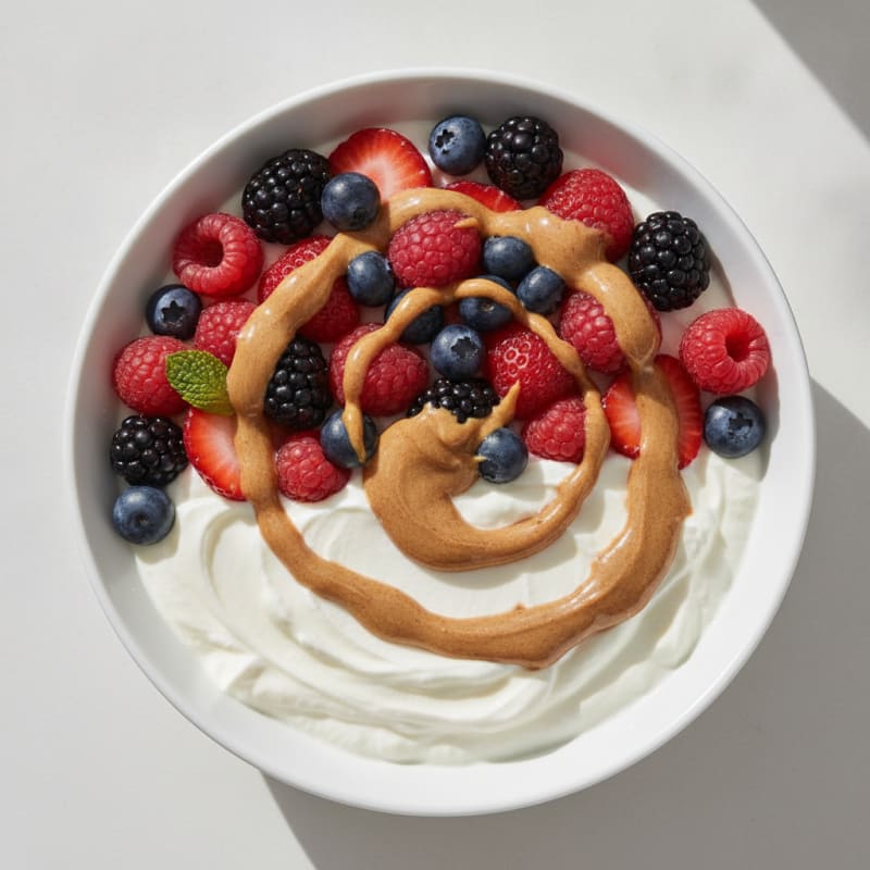 Creamy Greek Yogurt Protein Bowl with Mixed Berries and Almond Butter
