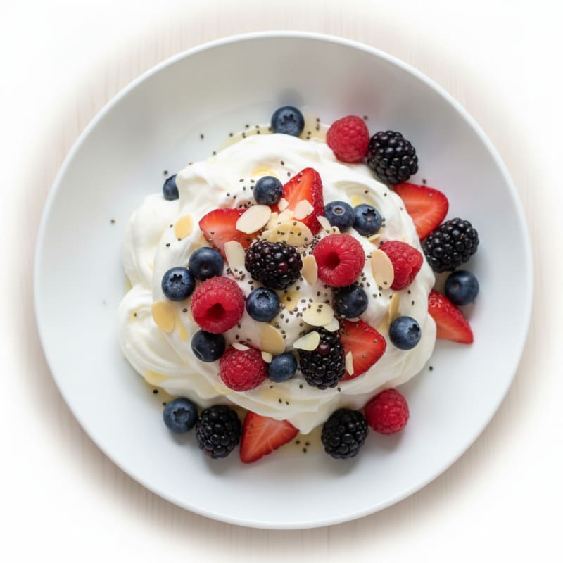 Greek Yogurt Protein Mousse with Mixed Berries
