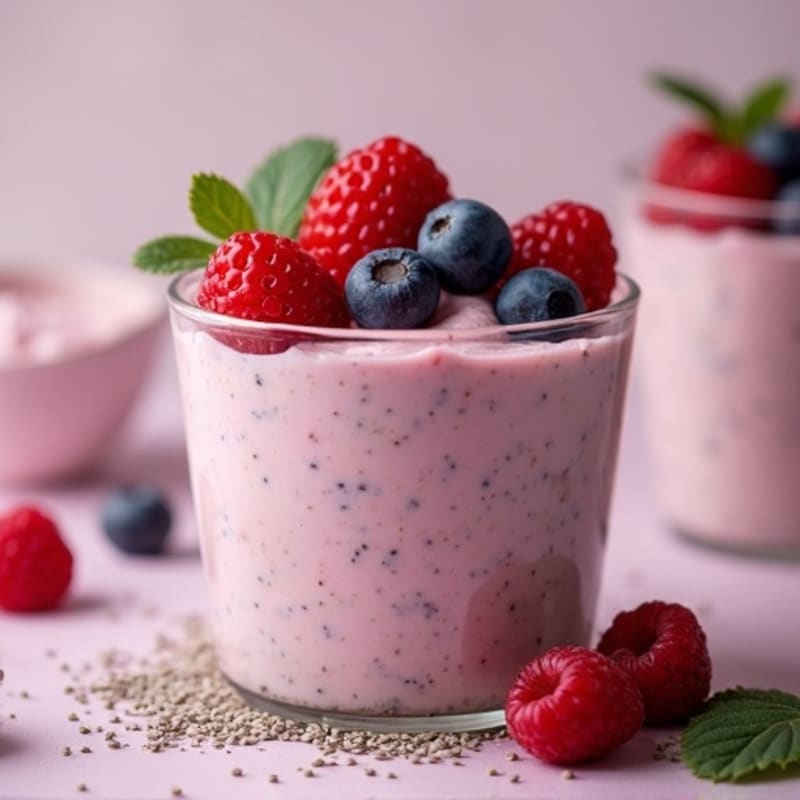 Silky Cottage Cheese Protein Pudding with Mixed Berries