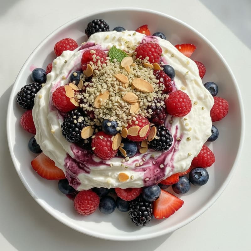 Silky Greek Yogurt Protein Parfait with Mixed Berries